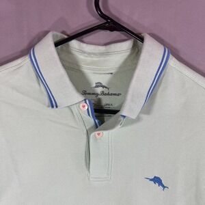 Tommy Bahama Emfielder IslandZone Polo Shirt Marlin Logo Mint Green Size Medium